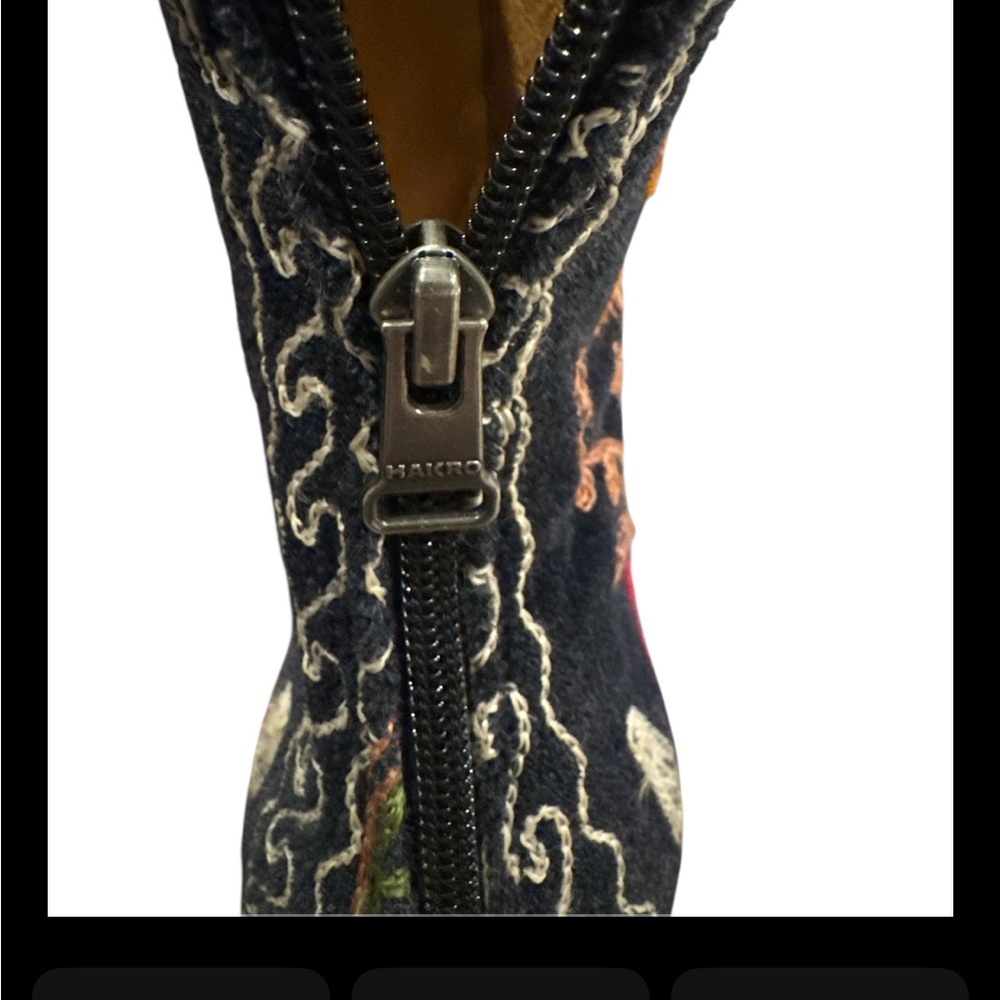 Saratoga Turkish Bazaar Suzani Style Black Multi Embroidered Boots EU 40 US 9 - Picture 7 of 13